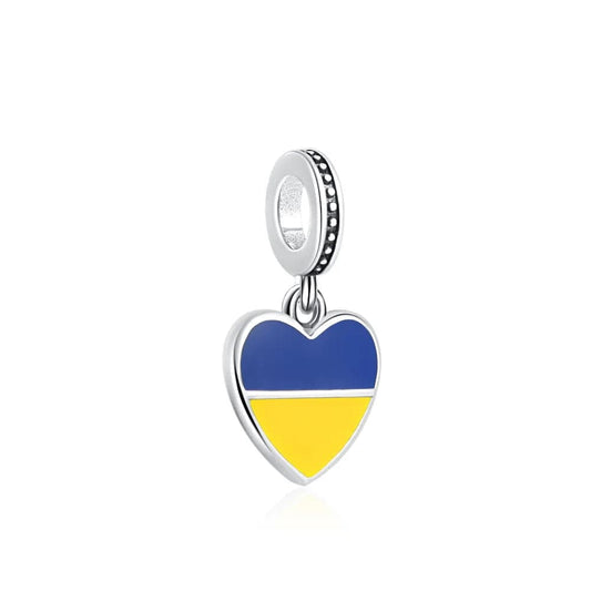 Pangama Jewelry Charm Ukraine Heart Flag Dangle Charm