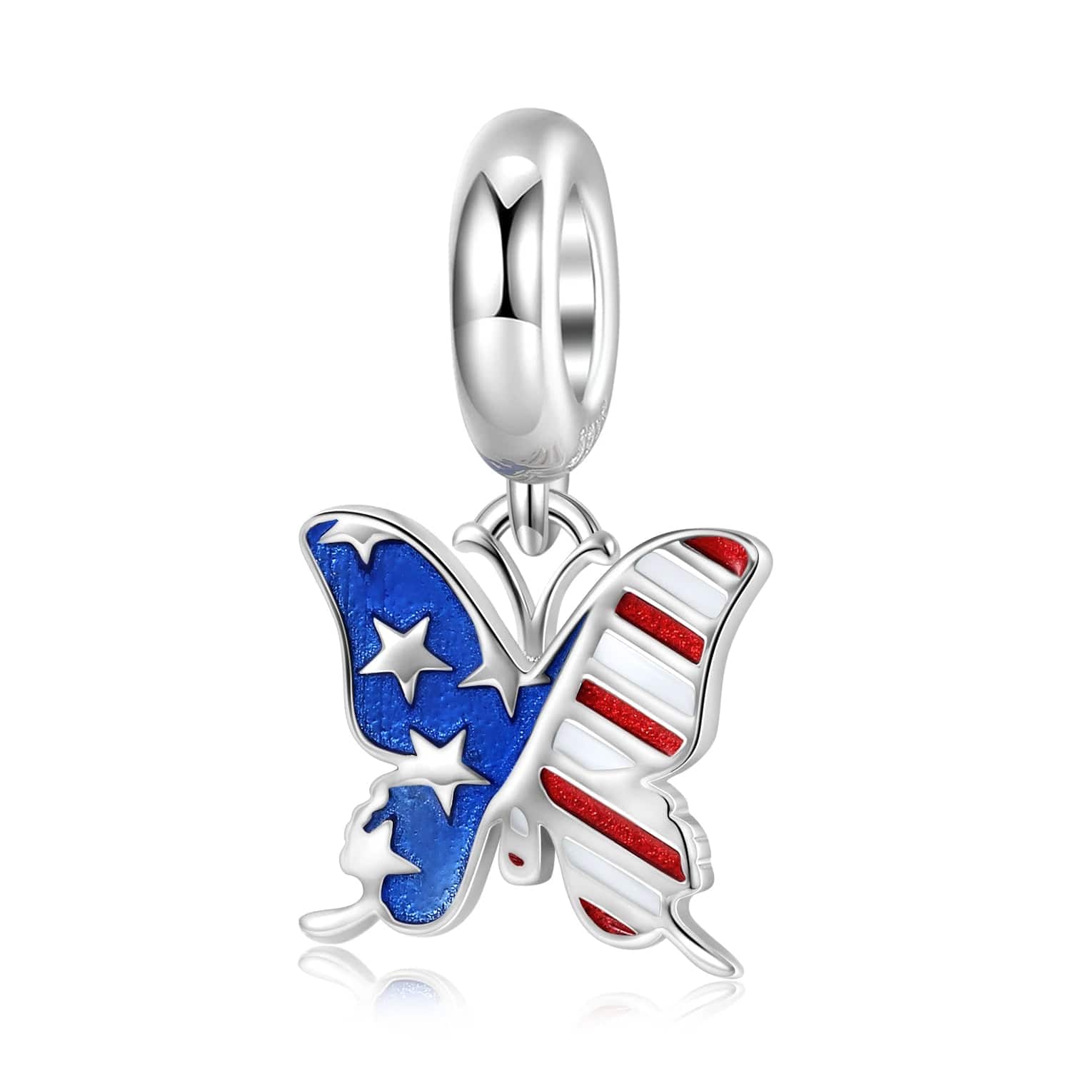 Pangama Jewelry Charm USA Butterfly Freedom Flag Dangle Charm