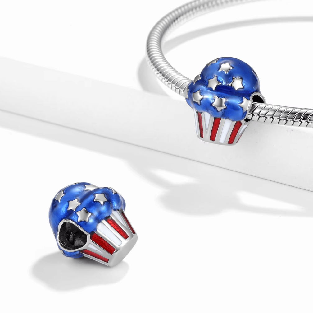 Pangama Jewelry Charm USA Flag Cupcake Charm