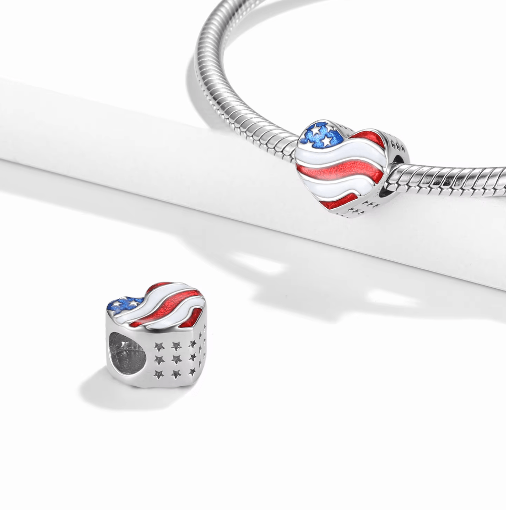 Pangama Jewelry Charm USA Heart Flag Charm