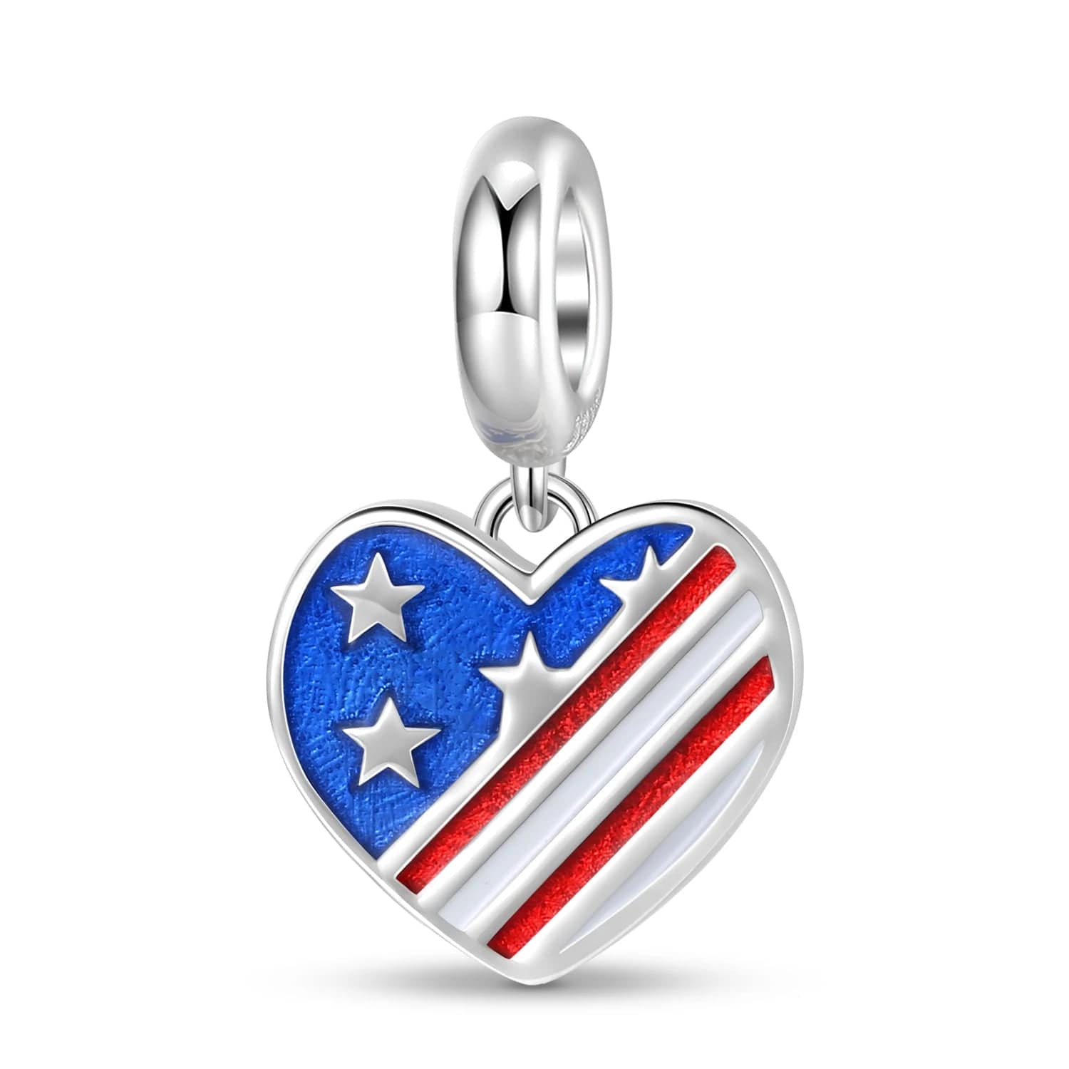 Pangama Jewelry Charm USA Heart Flag Dangle Charm