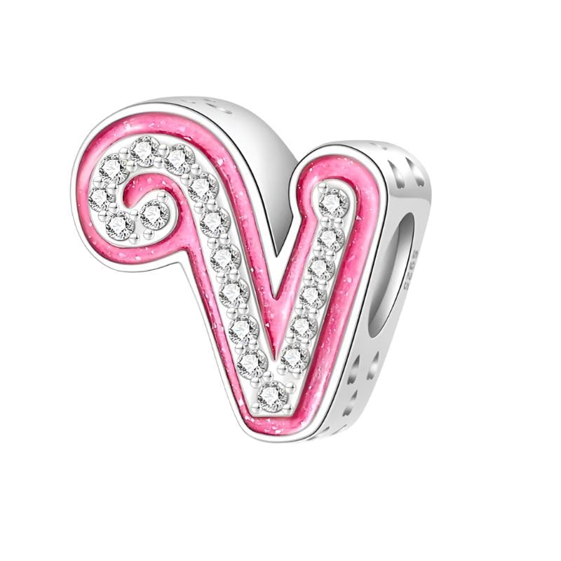 Pangama Jewelry Charm V Pink Letter A~Z Alphabet Charm