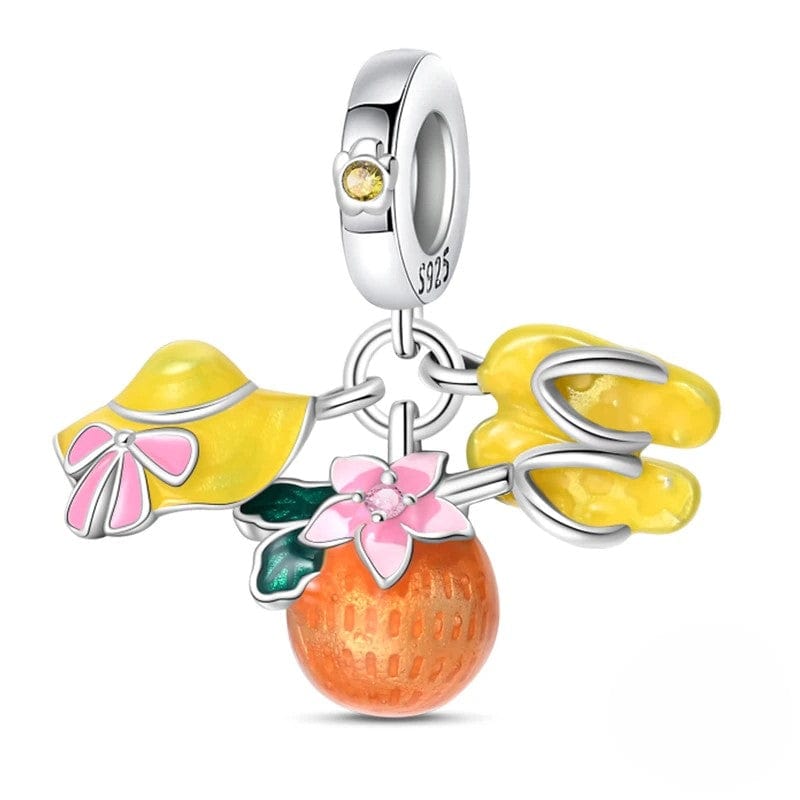 Pangama Jewelry Charm Vacation Ready Orange, Hat, & Sandals Charm