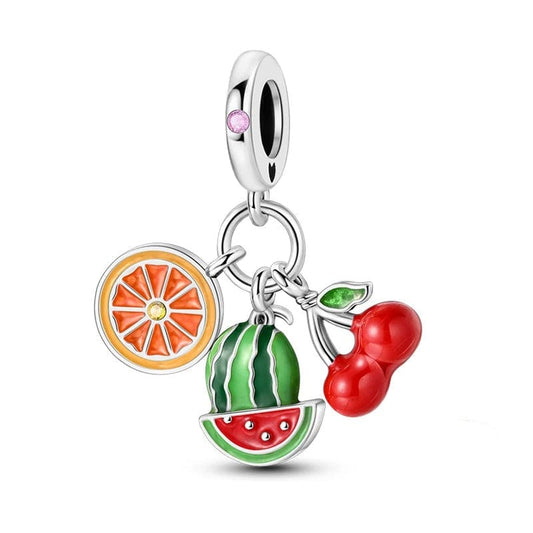 Pangama Jewelry Charm Watermelon Cherries Orange Nectarine Fruit Charm