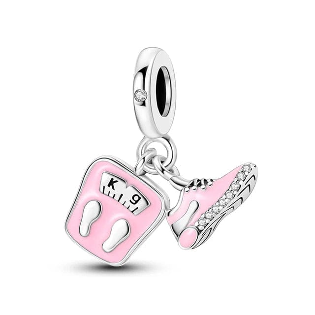 Pangama Jewelry Charm Weighing Scale Pink Sneakers Dangle Charm