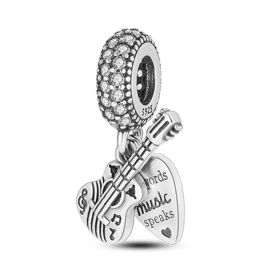 Pangama Jewelry Charm When Words Fail Music Speaks Guitar Charm