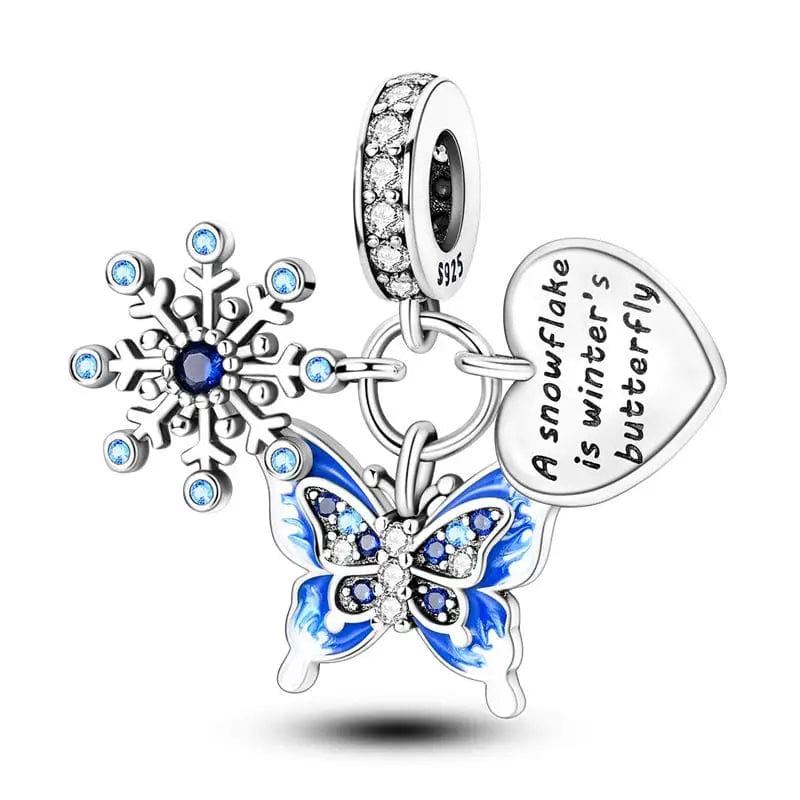 Pangama Jewelry Charm Winter Snowflake Butterfly Dangle Charm