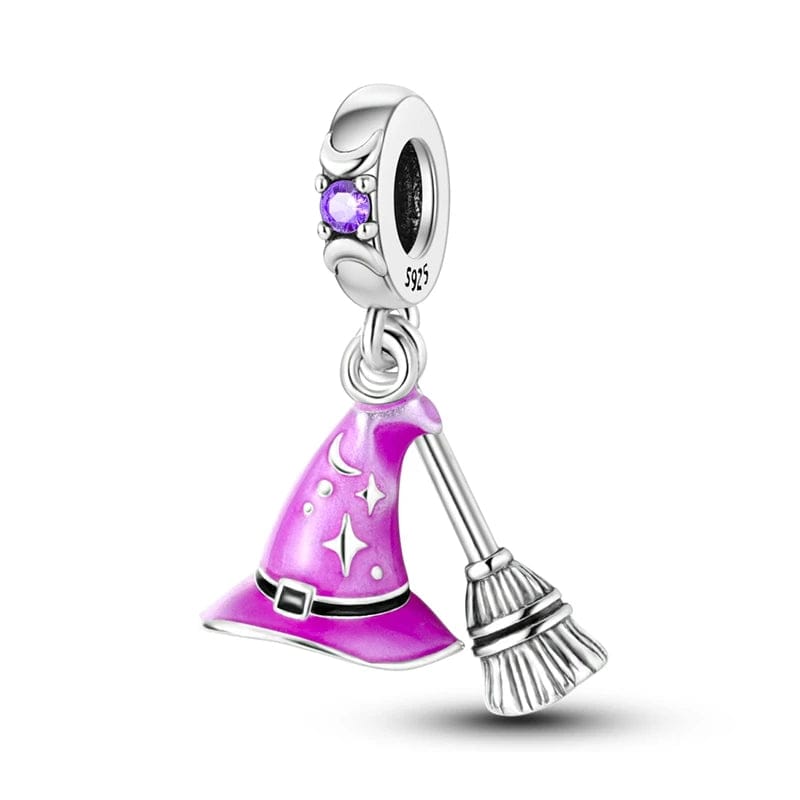 Pangama Jewelry Charm Witch Hat and Broom Dangle Charm