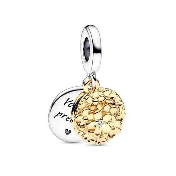 Pangama Jewelry Charm You Are Precious Double Marguerite Charm Pendant