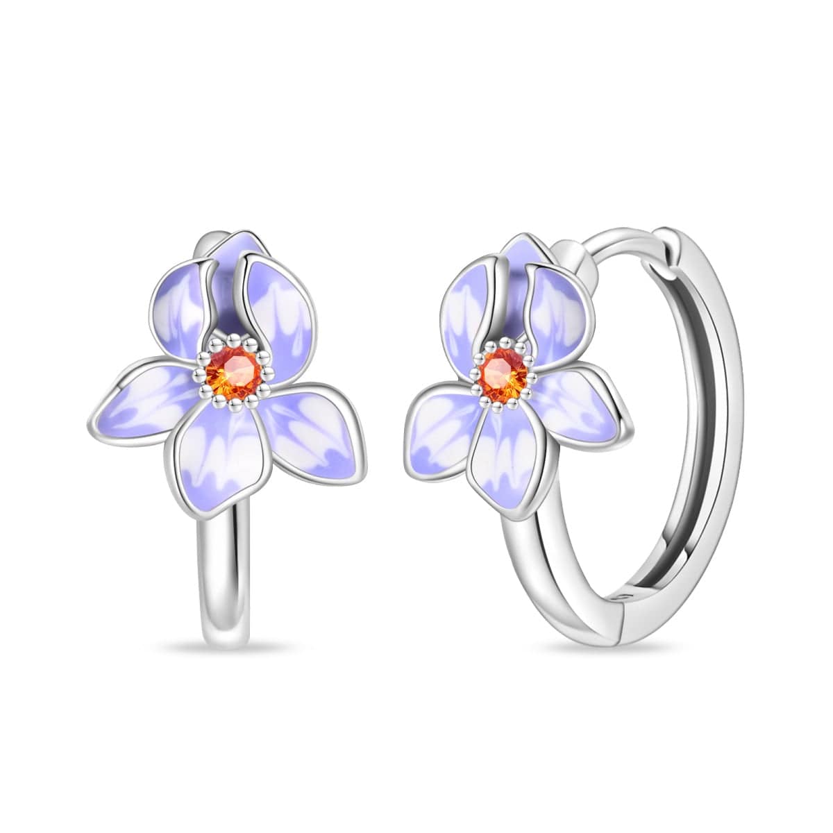 Pangama Jewelry Earrings Blooming Violet Flower Hoop Earrings