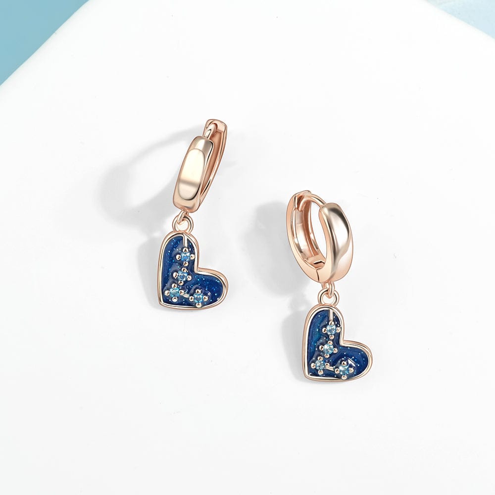 Pangama Jewelry Earrings Blue Heart Drop Earrings with Sparkling Crystal Accents