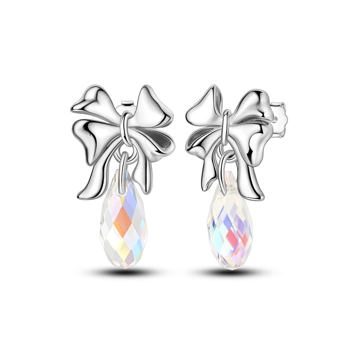 Pangama Jewelry Earrings Bow Earrings with Faceted Crystal Drops