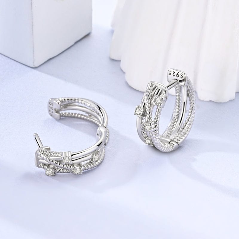 Pangama Jewelry Earrings Braided Elegance Diamond Hoops