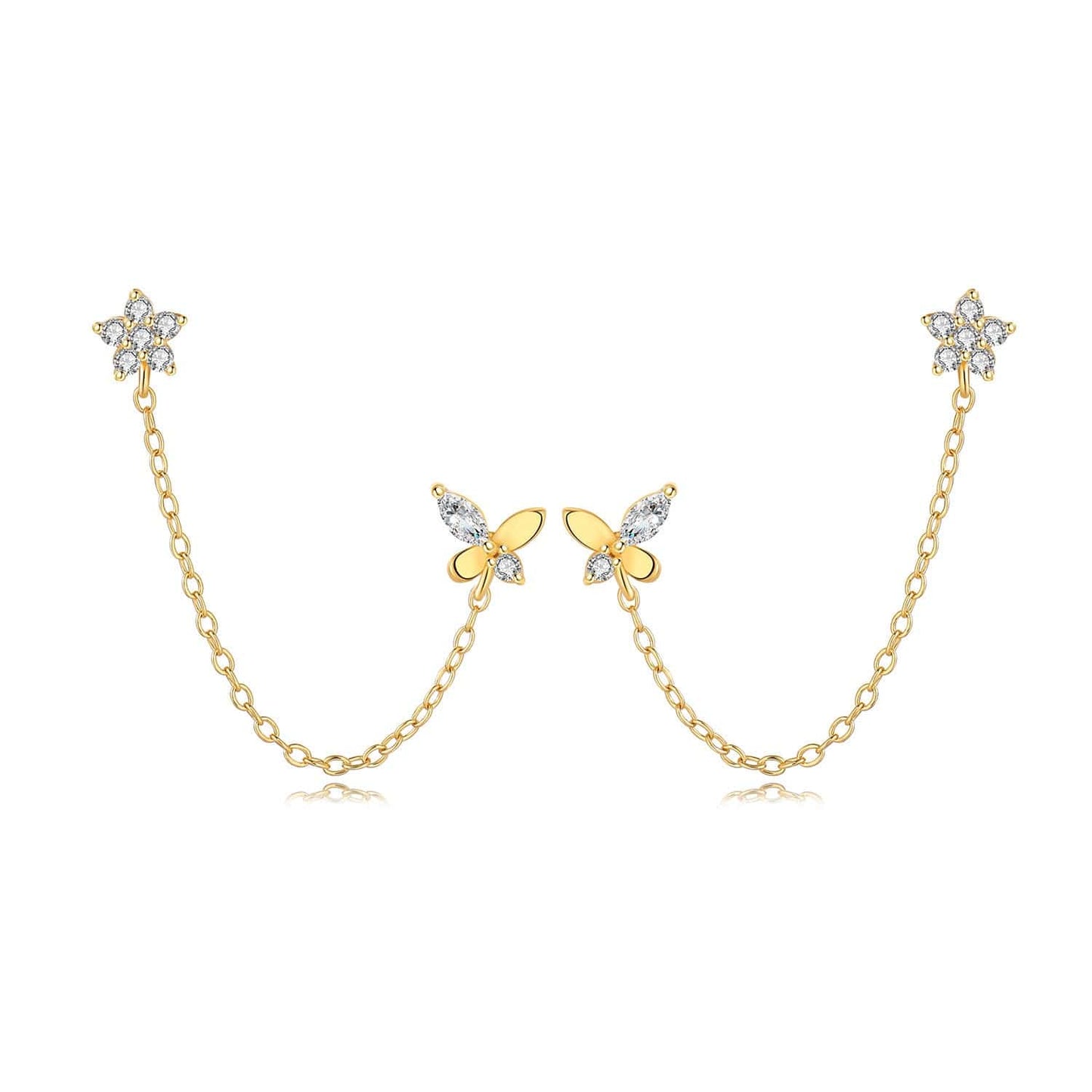 Pangama Jewelry Earrings Butterfly and Star Chain Earrings