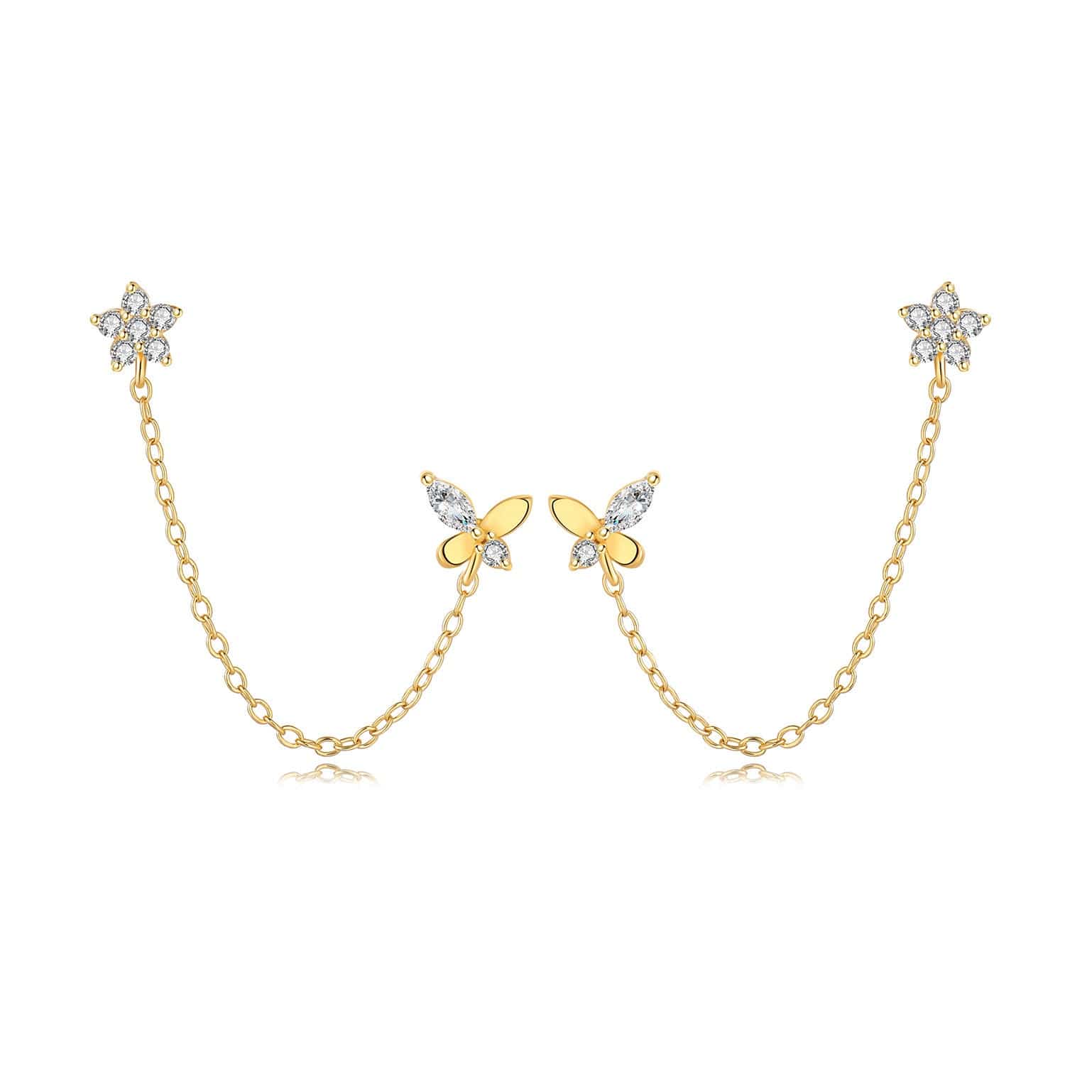 Pangama Jewelry Earrings Butterfly and Star Chain Earrings