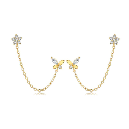 Pangama Jewelry Earrings Butterfly and Star Chain Earrings