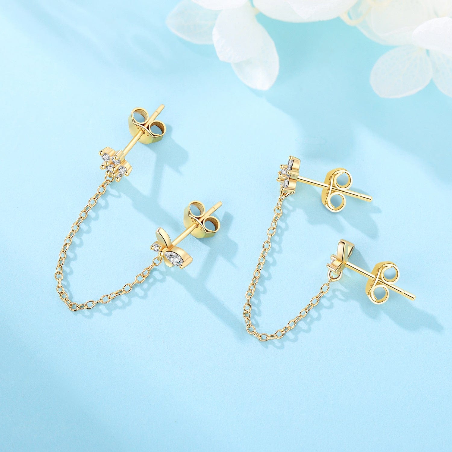 Pangama Jewelry Earrings Butterfly and Star Chain Earrings