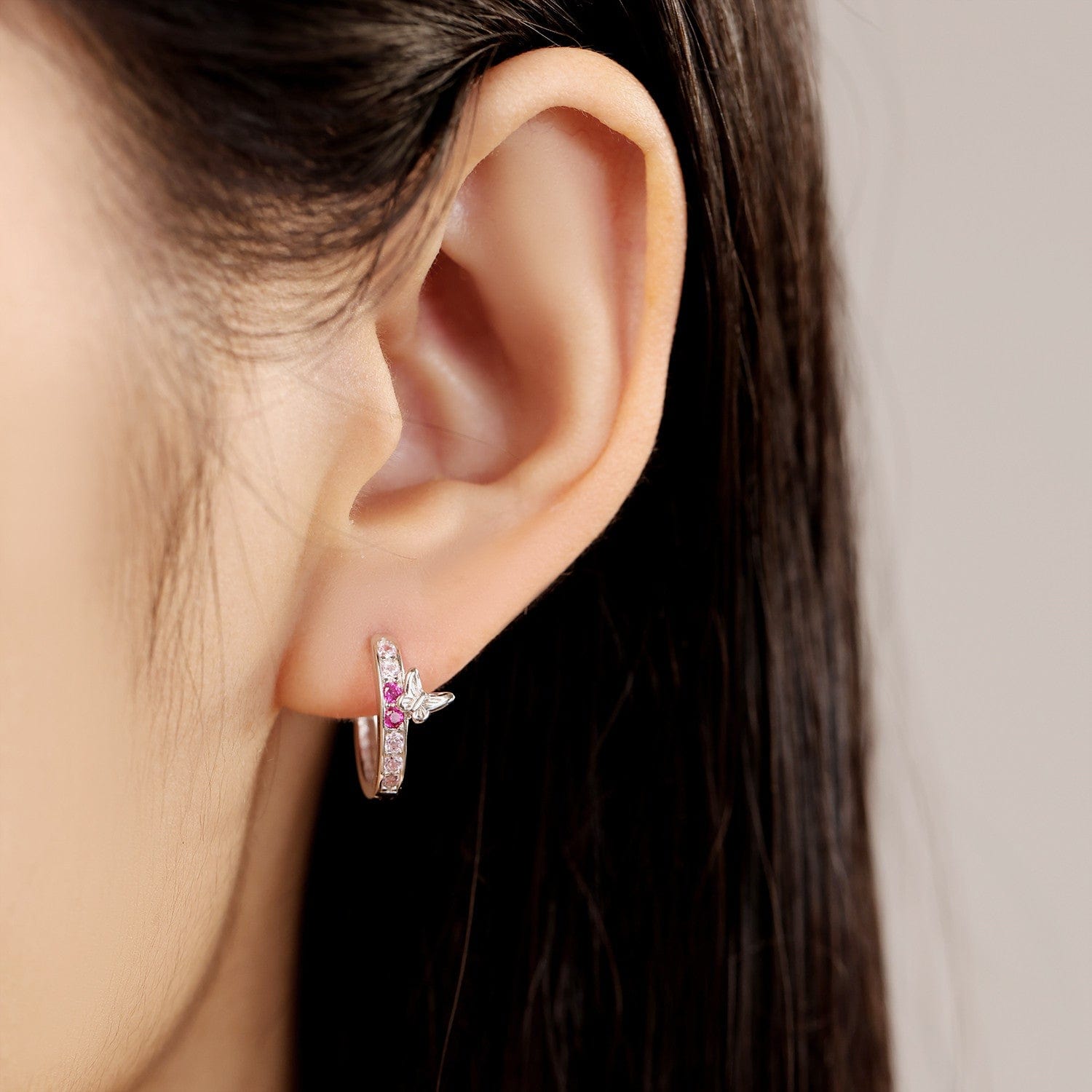 Pangama Jewelry Earrings Butterfly Bliss Pink Hoop Earrings