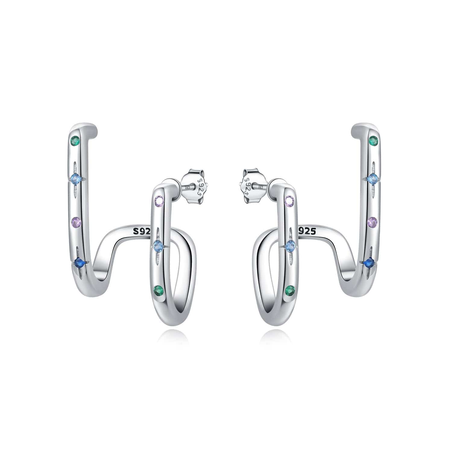 Pangama Jewelry Earrings Celestial Curve Sterling Silver Hoops