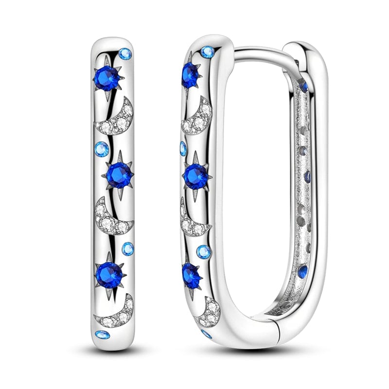 Pangama Jewelry Earrings Celestial Sapphire Crescent Hoops