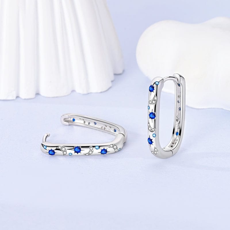 Pangama Jewelry Earrings Celestial Sapphire Crescent Hoops