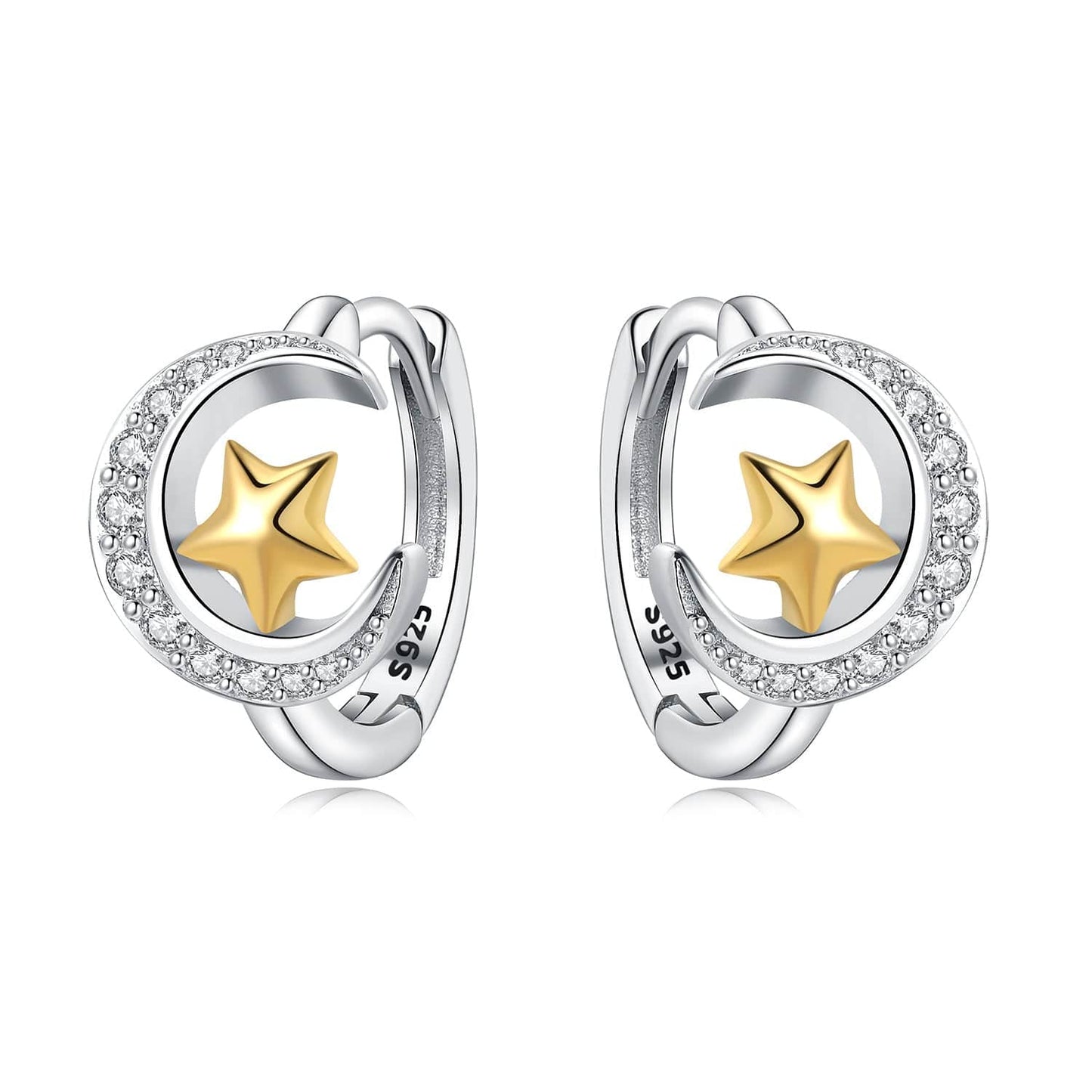 Pangama Jewelry Earrings Celestial Star & Crescent Hoop Earrings