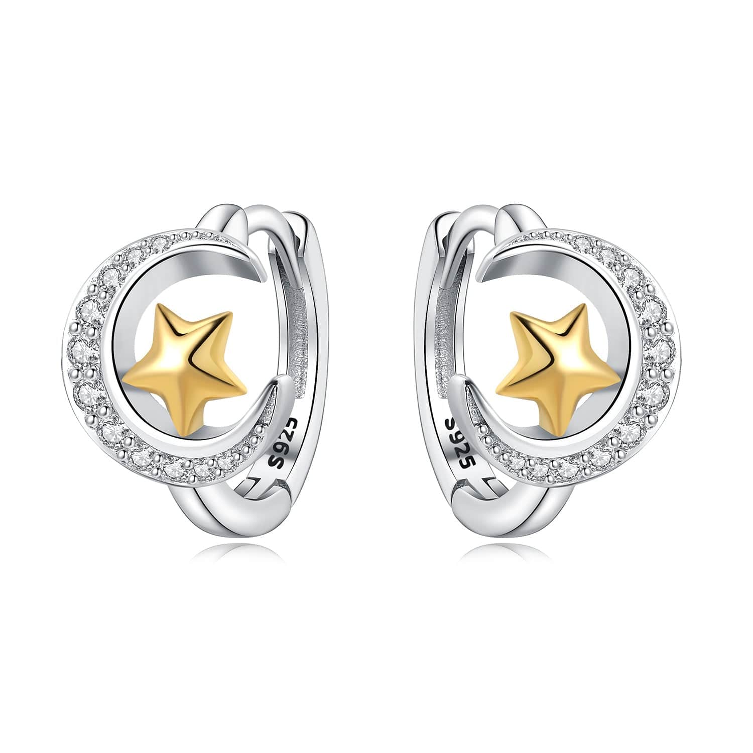 Pangama Jewelry Earrings Celestial Star & Crescent Hoop Earrings