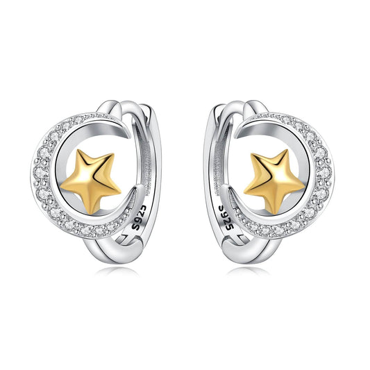 Pangama Jewelry Earrings Celestial Star & Crescent Hoop Earrings