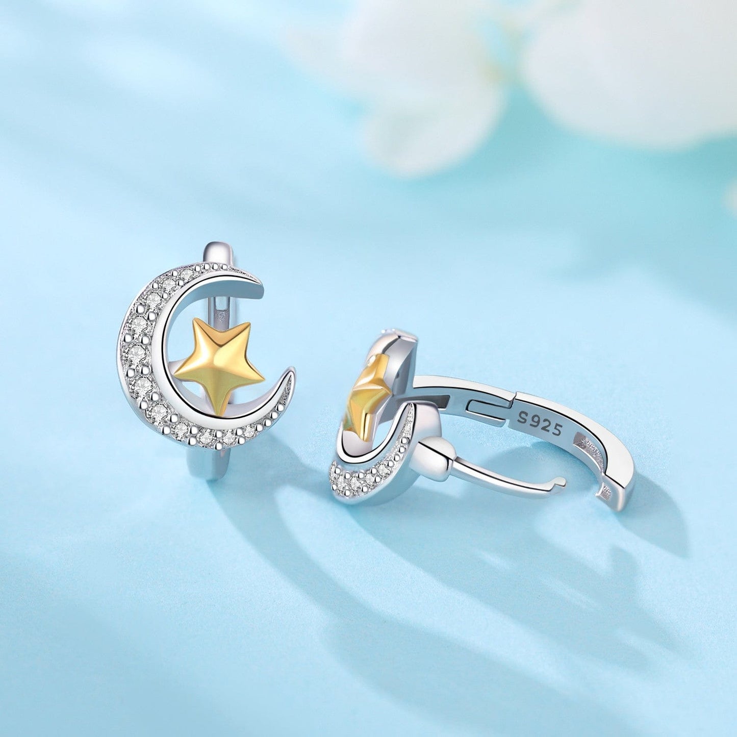 Pangama Jewelry Earrings Celestial Star & Crescent Hoop Earrings