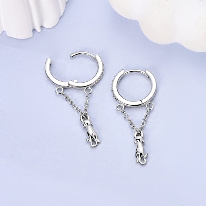 Pangama Jewelry Earrings Charming Cat Dangle Hoops