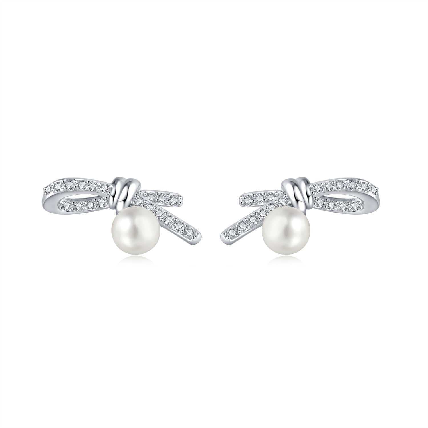 Pangama Jewelry Earrings Elegance Bow Pearl Studs