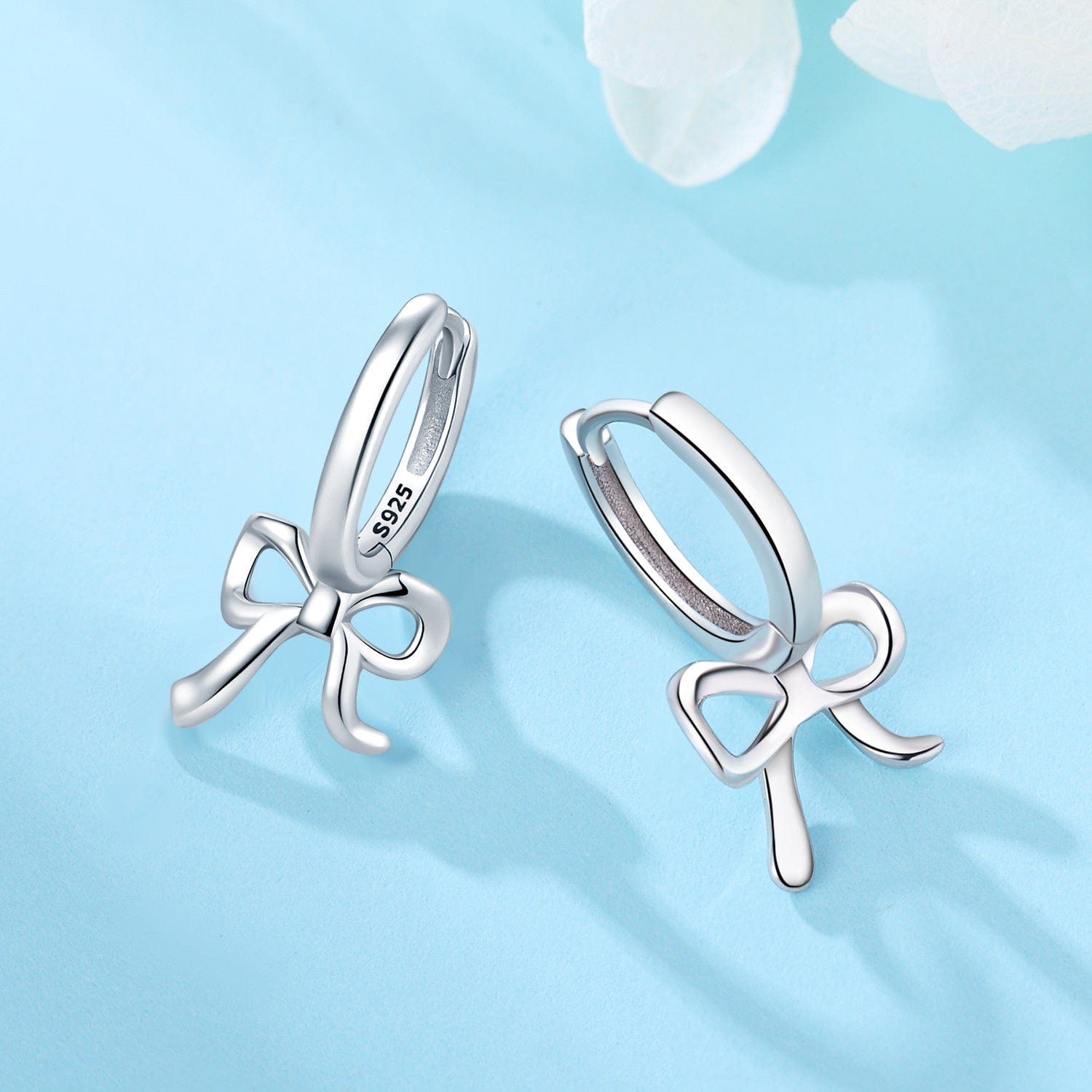 Pangama Jewelry Earrings Elegant Bow Sterling Silver Hoops