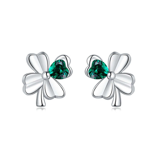 Pangama Jewelry Earrings Emerald Heart Clover Earrings