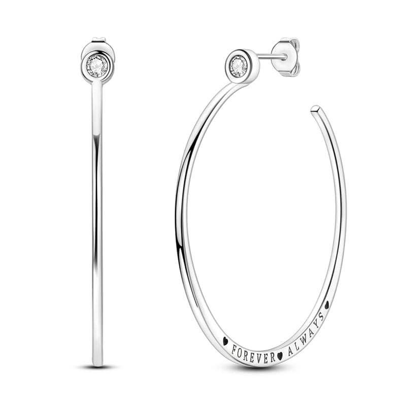 Pangama Jewelry Earrings Forever Always Engraved Hoop Earrings