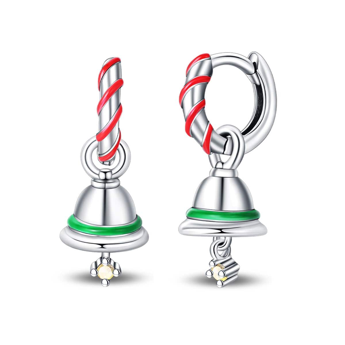 Pangama Jewelry Earrings Holiday Bell & Candy Cane Hoop Earrings