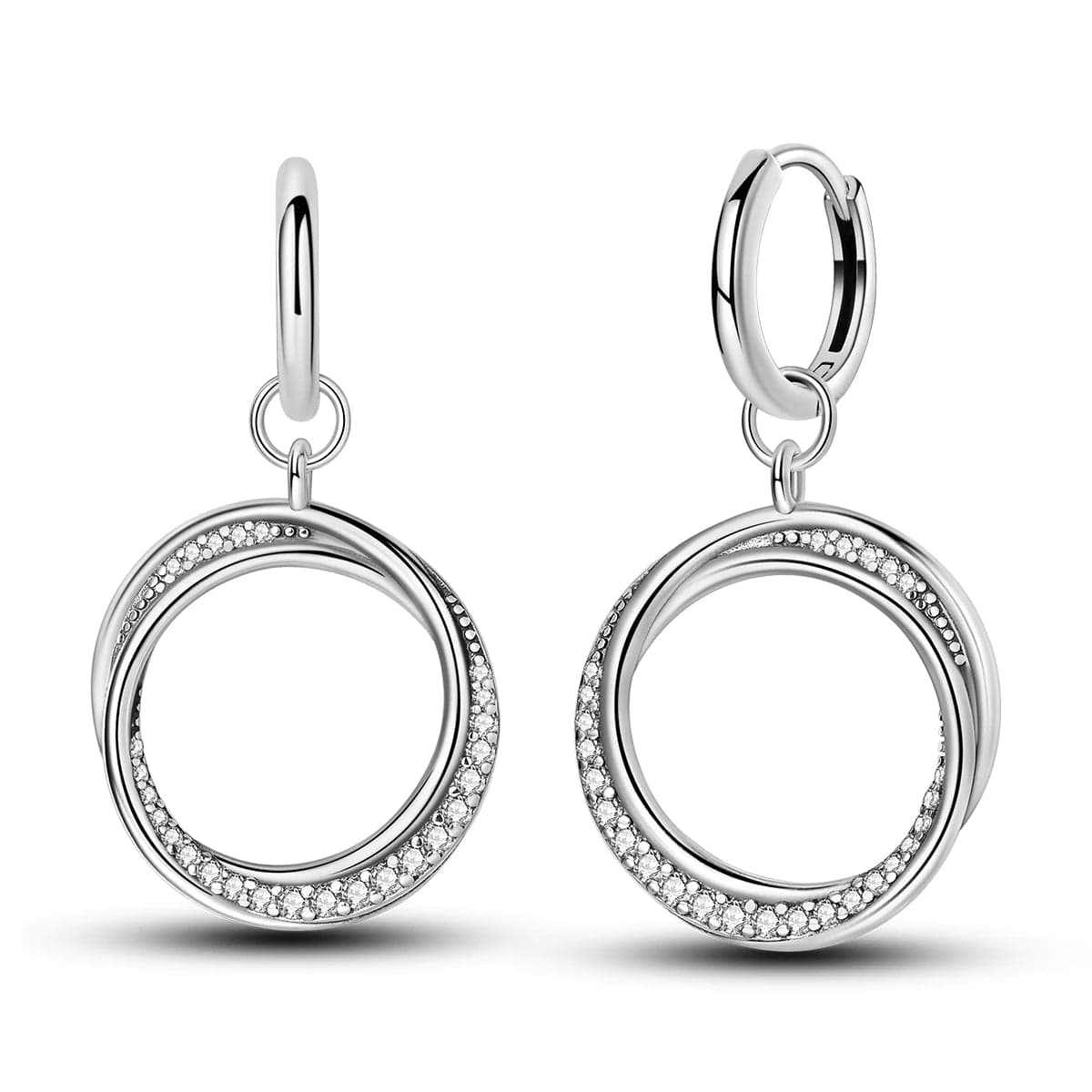 Pangama Jewelry Earrings Infinity Circle Drop Earrings with Cubic Zirconia Accents