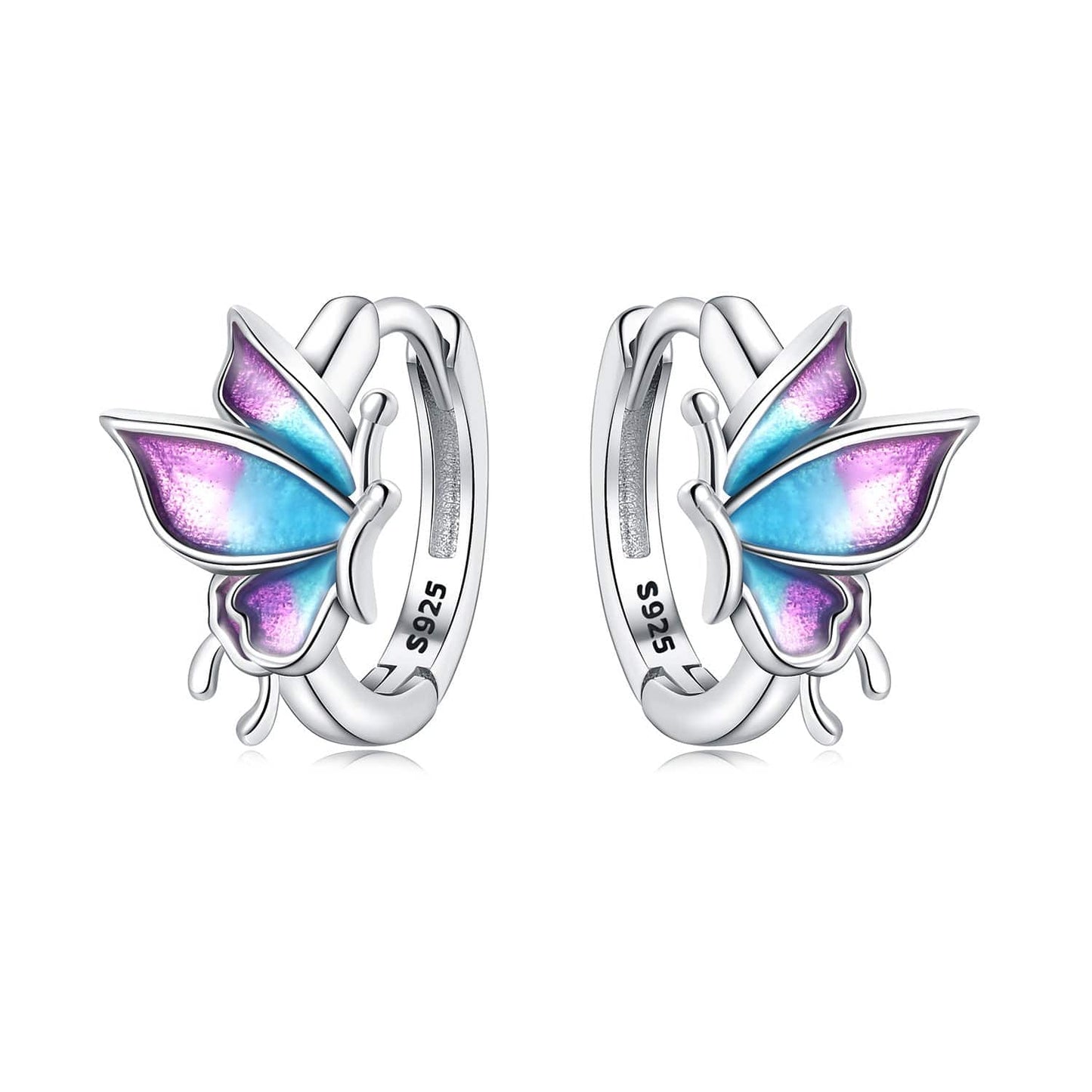 Pangama Jewelry Earrings Iridescent Butterfly Hoop Earrings