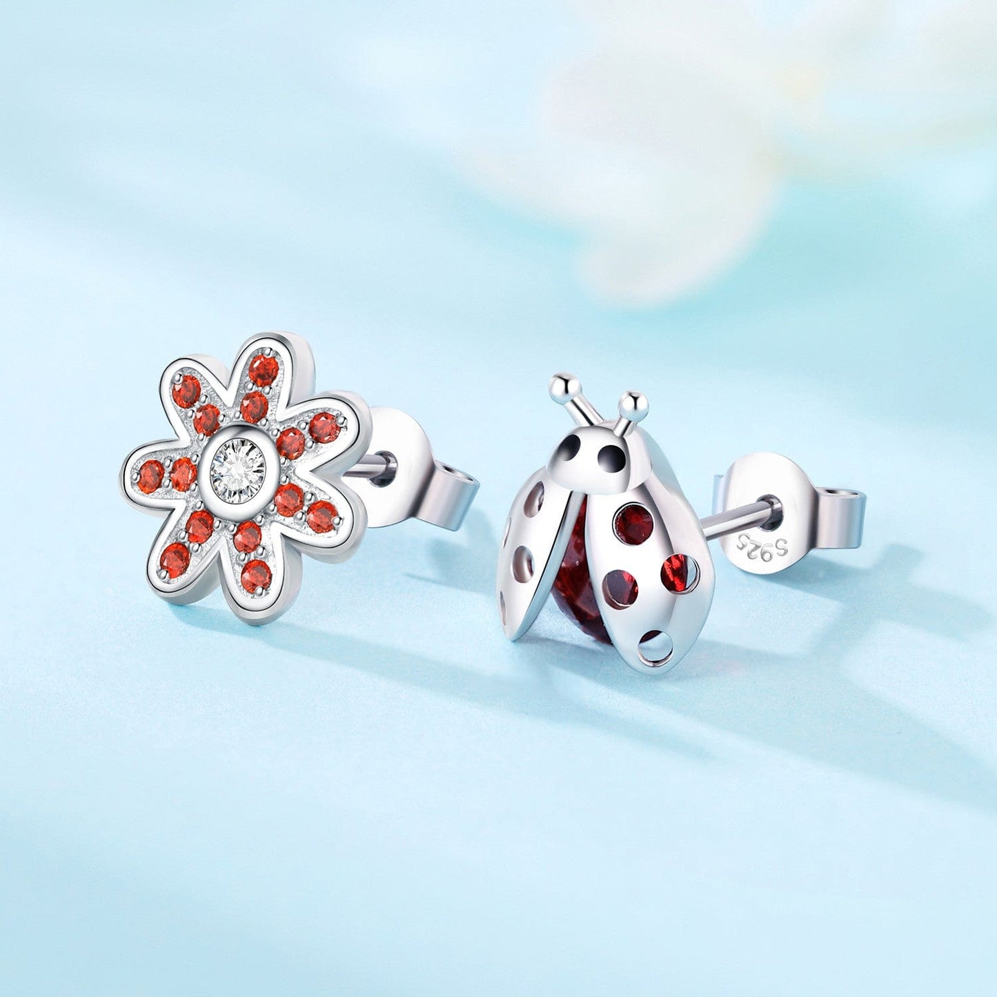 Pangama Jewelry Earrings Ladybug and Blossom Sparkle Studs