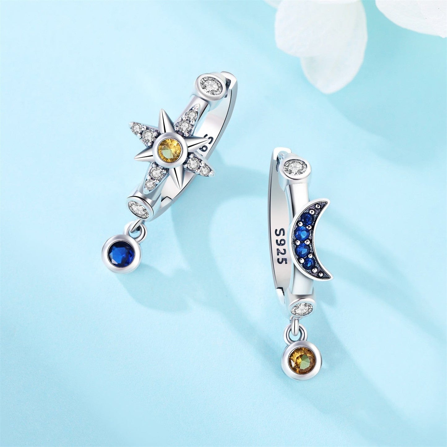 Pangama Jewelry Earrings Moon & Star Celestial Charm Hoops