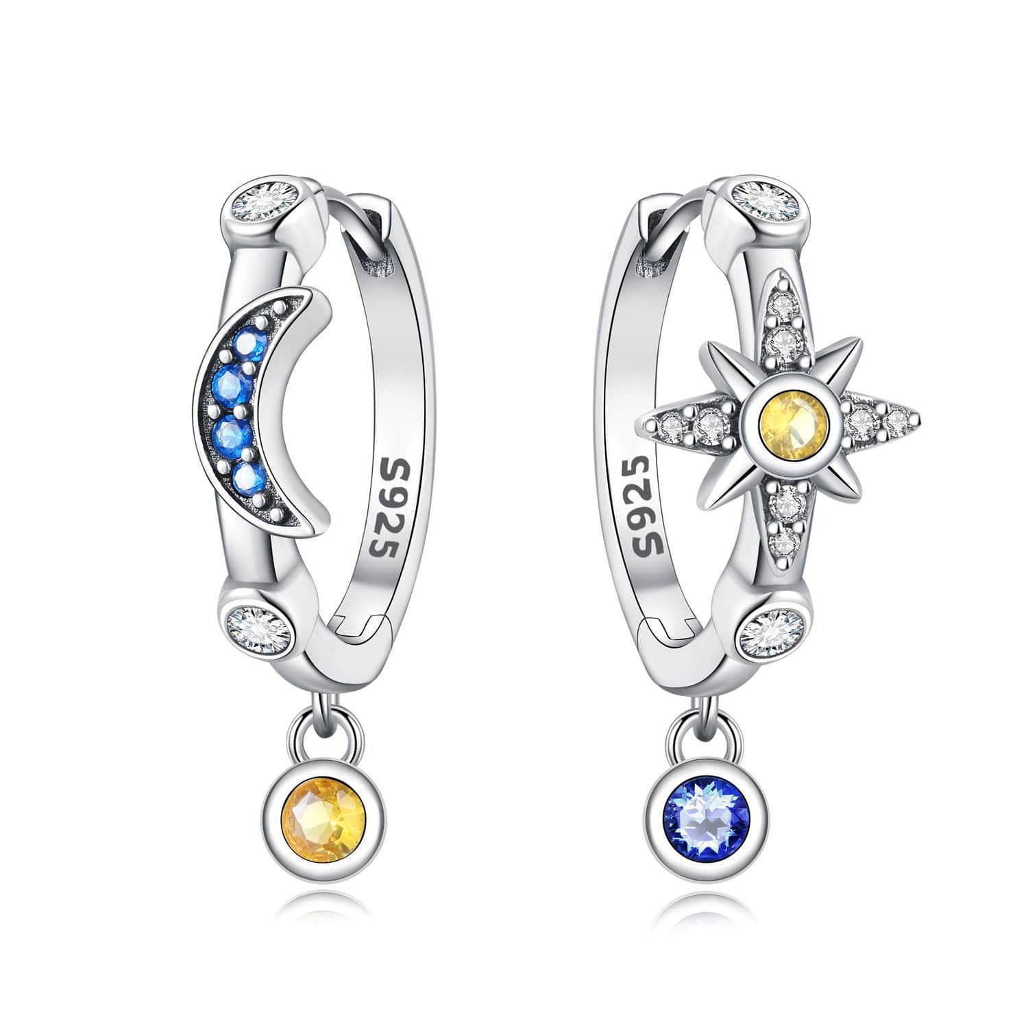 Pangama Jewelry Earrings Moon & Star Celestial Charm Hoops