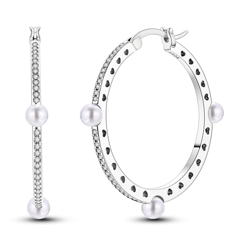 Pangama Jewelry Earrings Pearl Embellished Hoop Earrings