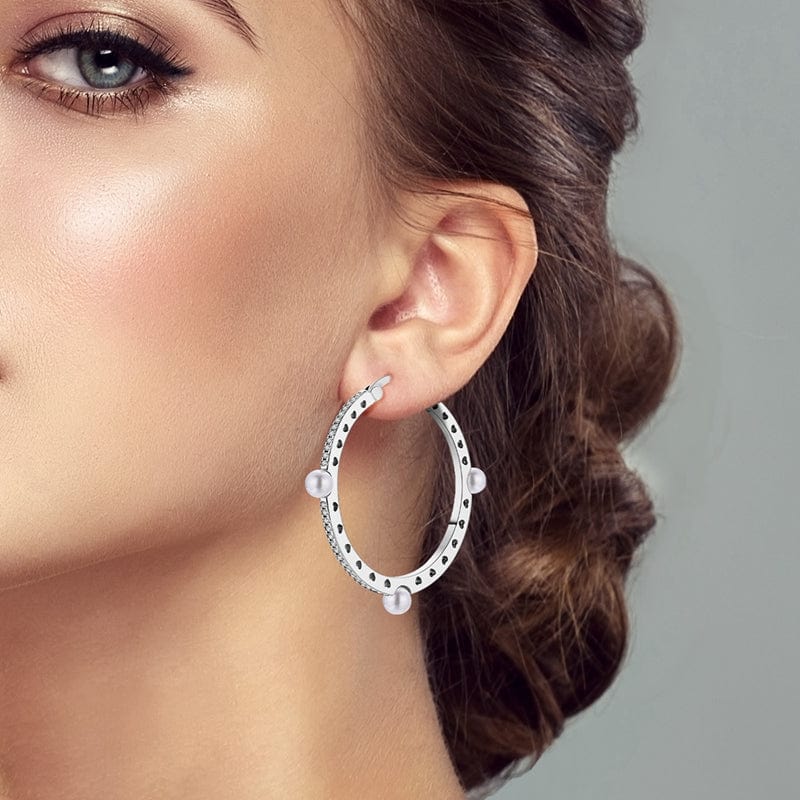 Pangama Jewelry Earrings Pearl Embellished Hoop Earrings