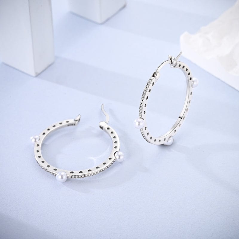 Pangama Jewelry Earrings Pearl Embellished Hoop Earrings