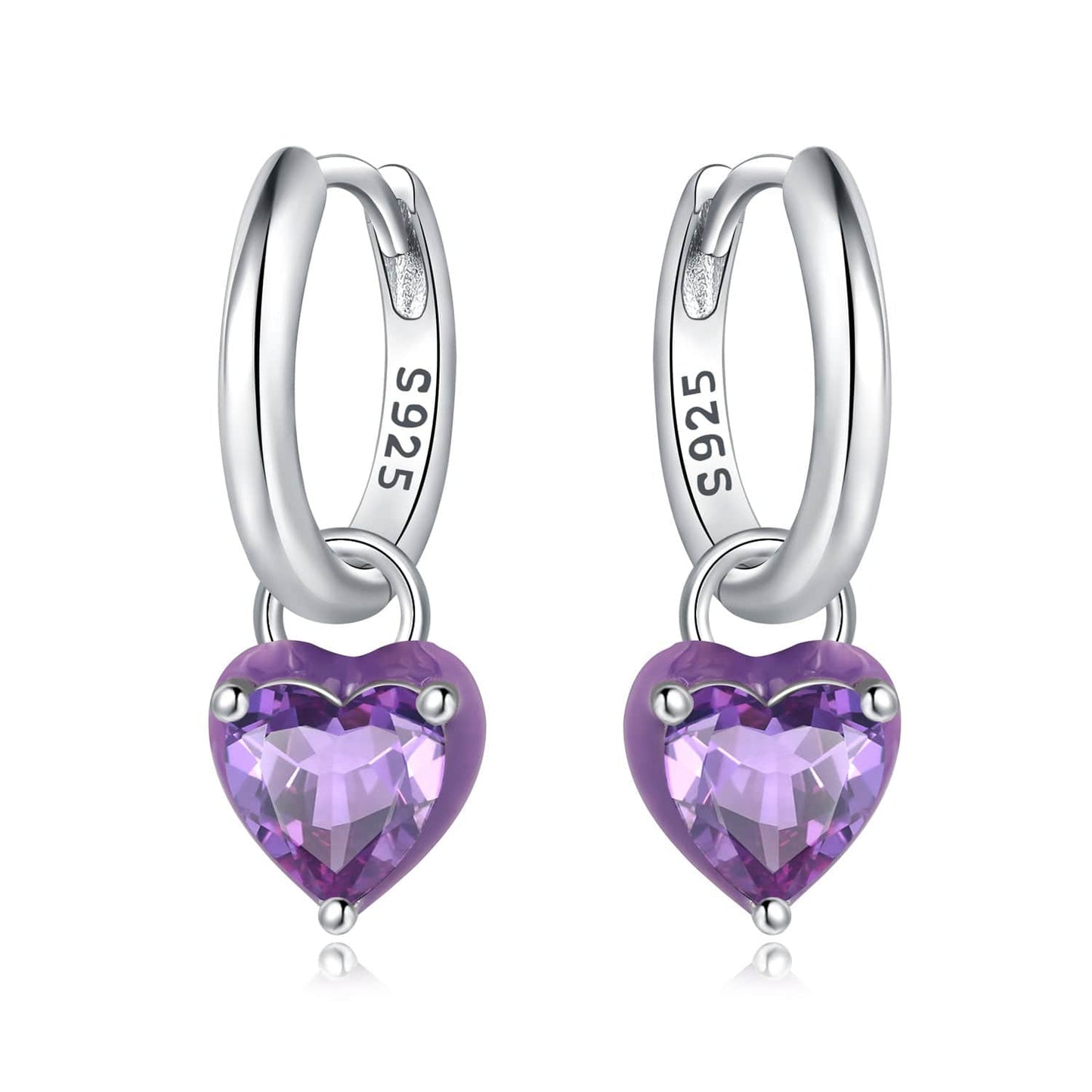 Pangama Jewelry Earrings Radiant Amethyst Heart Hoop Earrings