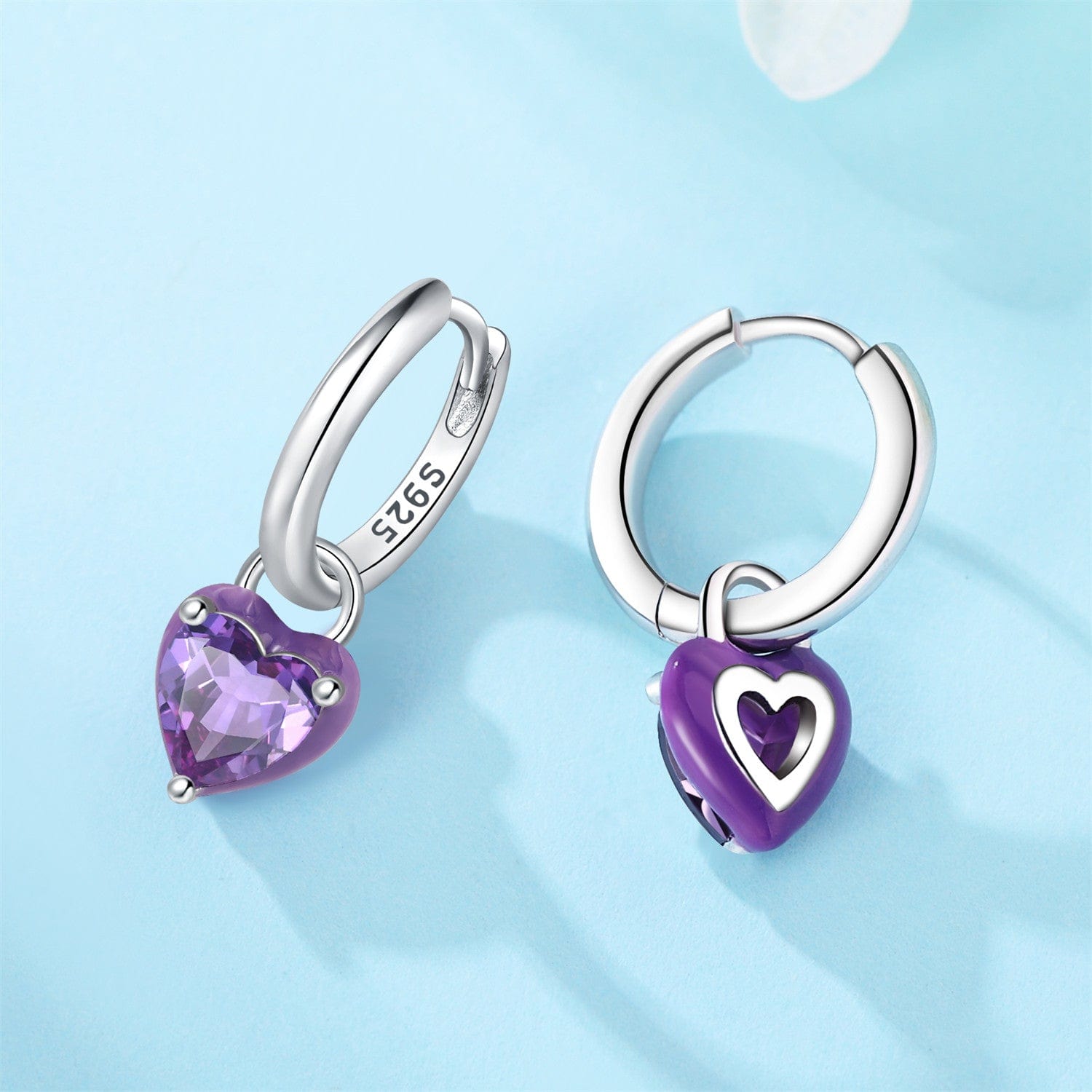 Pangama Jewelry Earrings Radiant Amethyst Heart Hoop Earrings