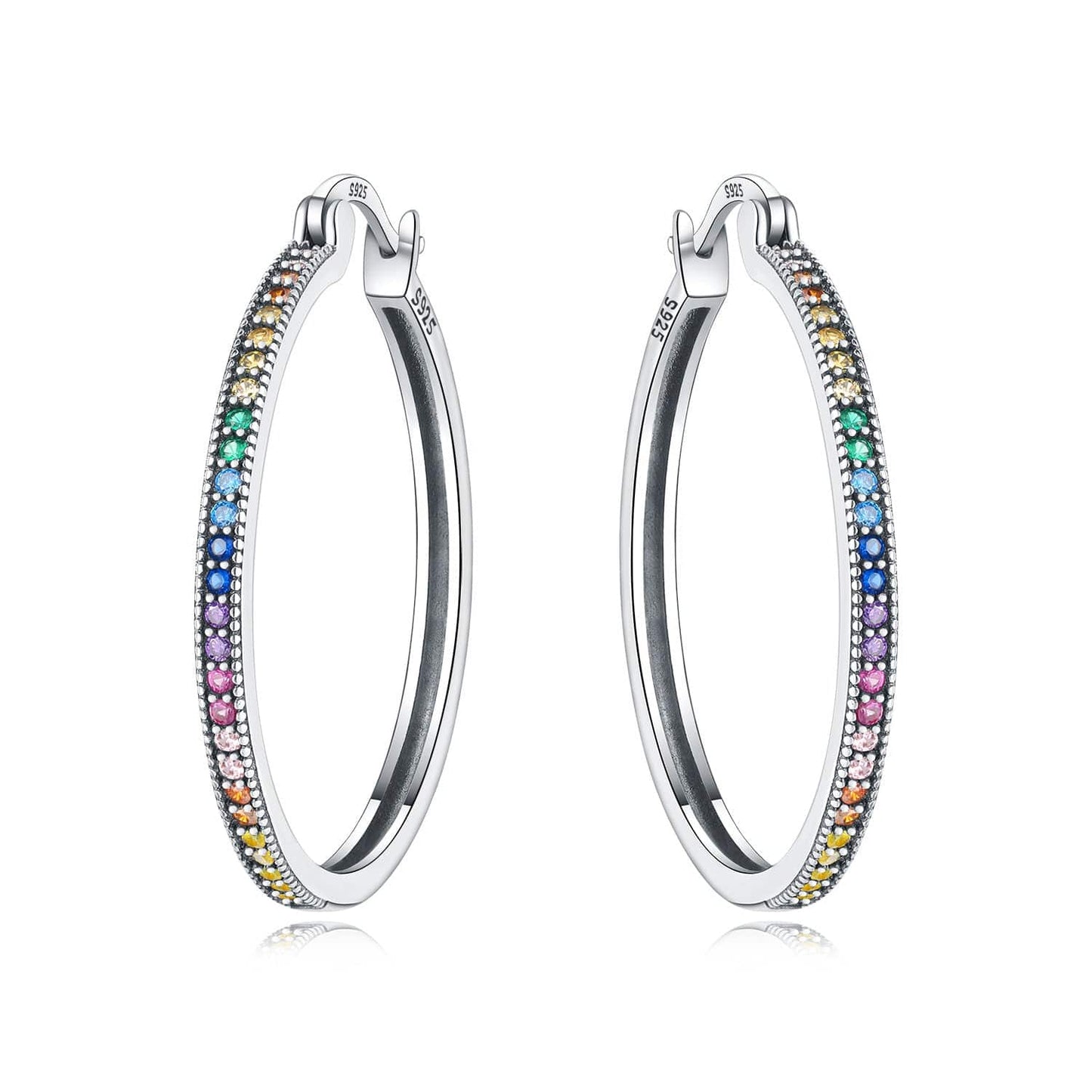 Pangama Jewelry Earrings Rainbow Gemstone Hoop Earrings