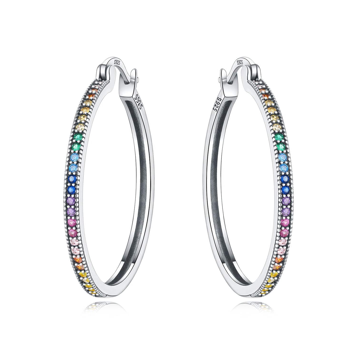 Pangama Jewelry Earrings Rainbow Gemstone Hoop Earrings