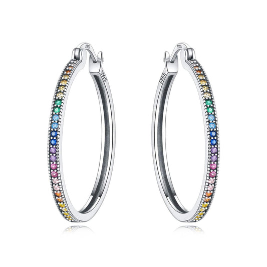 Pangama Jewelry Earrings Rainbow Gemstone Hoop Earrings