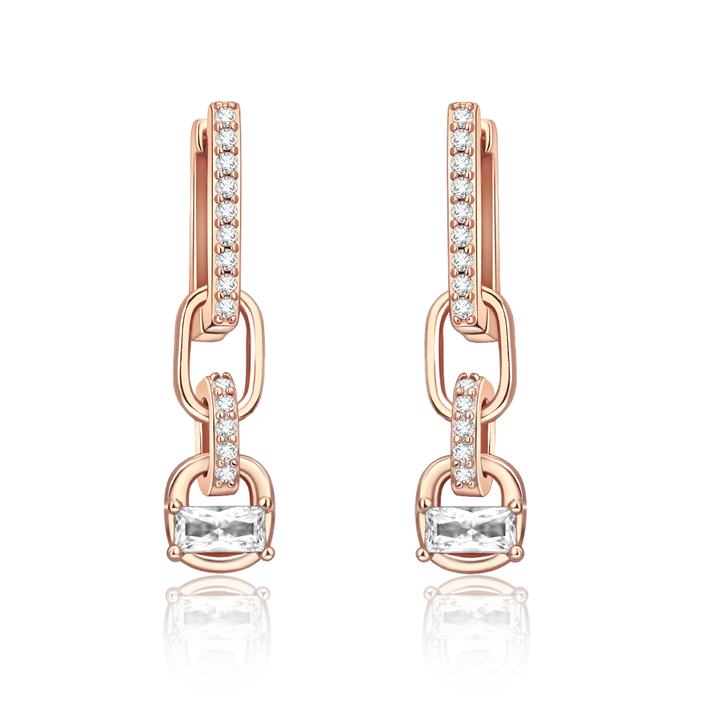 Pangama Jewelry Earrings Rose gold Geometric Drop Earrings with Crystal Accents