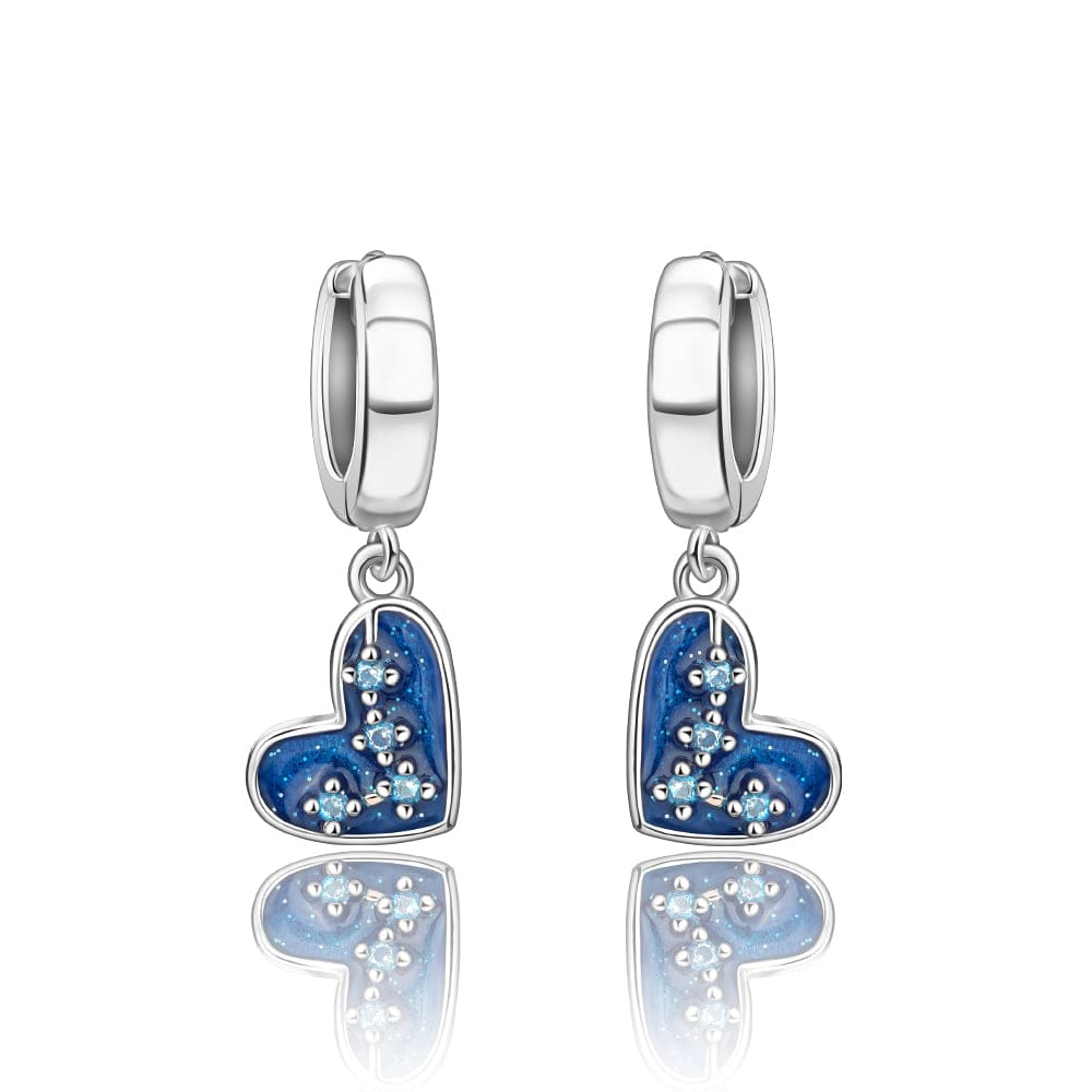 Pangama Jewelry Earrings Silver Blue Heart Drop Earrings with Sparkling Crystal Accents